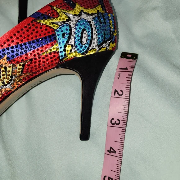INC International Concepts Red Comic-Print Pointed-Toe Crystal Heels - Picture 8 of 12